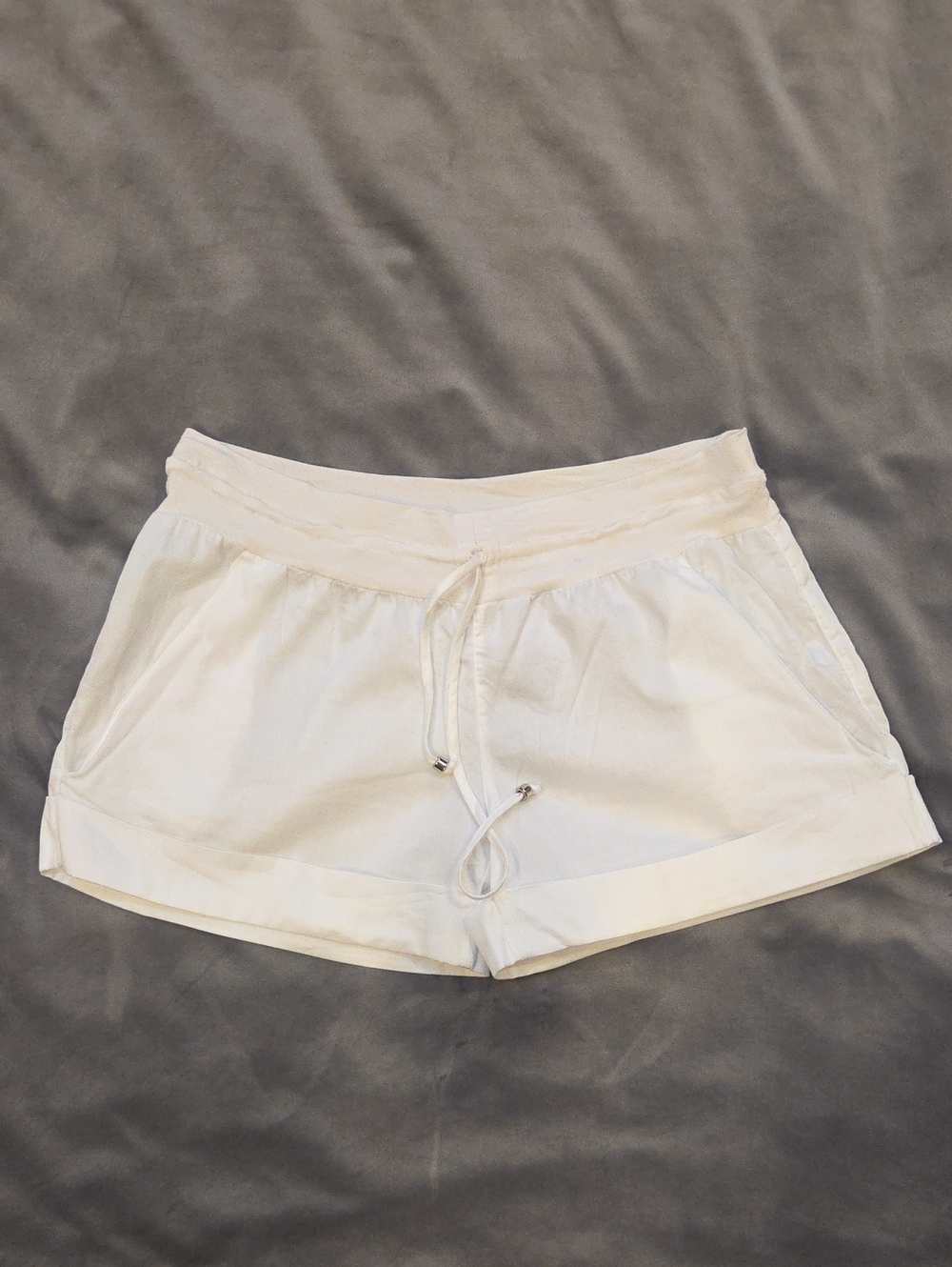 White Cotton Shorts By DELFINA